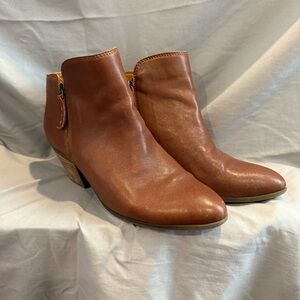 Frye Brown Leather Ankle Booties Women’s 9.5 Side Zip Inside/Outside